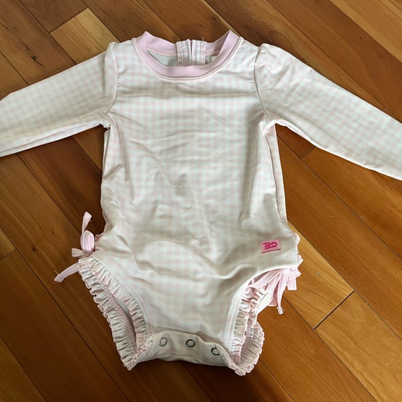 Ruffle Butts Pink and White Checkered  Swimsuit - Picture 1 of 4